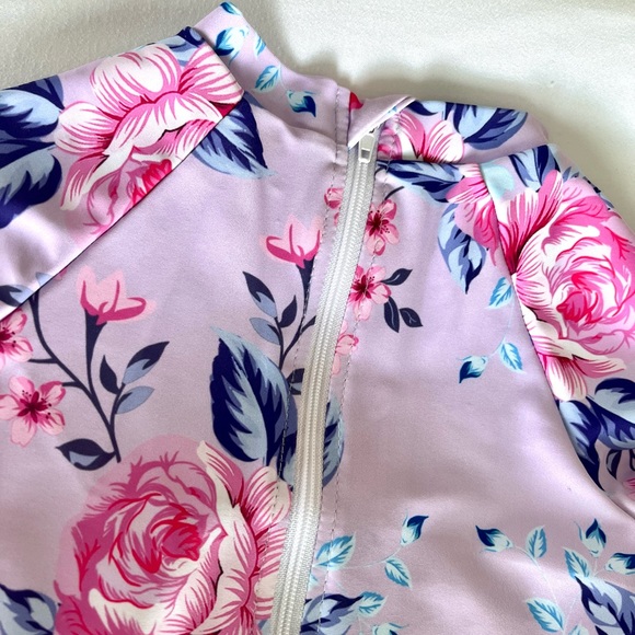 NWOT Toddler Swim One Piece Long Sleeve Rashguard Purple Floral - Picture 5 of 5